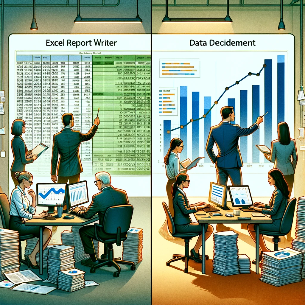 a man and woman working at a table with computers and papers